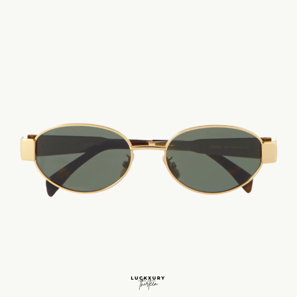 CELINE Triomphe Gold/Green Sunglasses