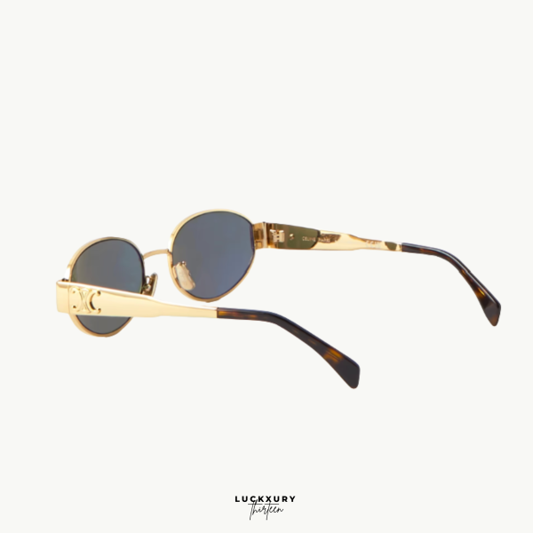 CELINE Triomphe Gold/Green Sunglasses