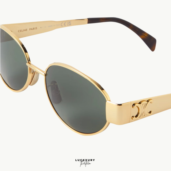 CELINE Triomphe Gold/Green Sunglasses
